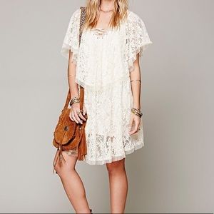 NWT Free People Hill Country Lace Up  Dress Cream